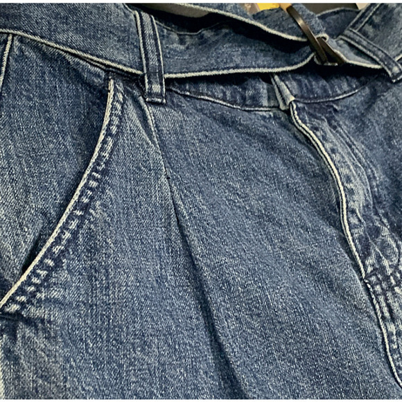 Free People Jade Denim Belted Pleat Front Skirt w/Pockets Indigo Blue SZ 26 NWT - Picture 8 of 11